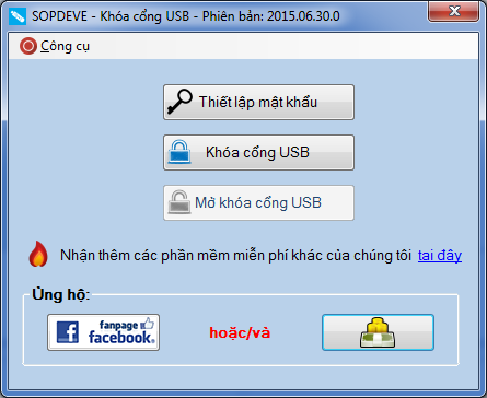 Download phần mềm khoá cổng USB SOPDEVE 2015.06.30.0
