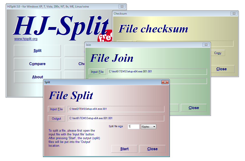 phần mềm cắt nối file miễn phí hjsplit 3.0