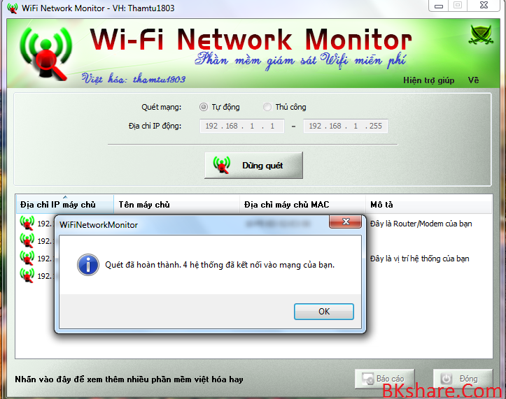 WiFiNetworkMonitor 3.0 - Phần mềm giám sát wifi
