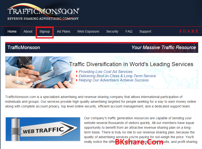 Hướng dẫn kiếm tiền online với Trafficmonsoon