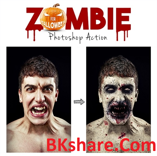 Zombie Photoshop Action tạo hiệu ứng kinh dị trên khuôn mặt