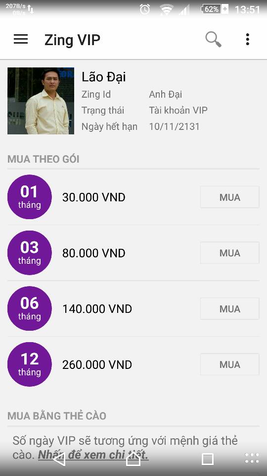 Share tài khoản Zing MP3 Vip cho điện thoại Android