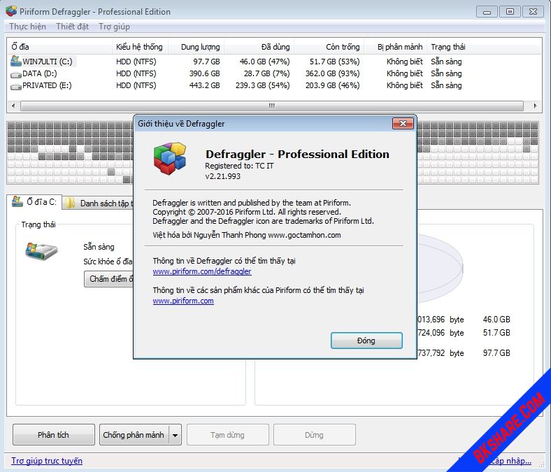 Defraggler Professional Full Key - Chống phân mảnh ổ cứng