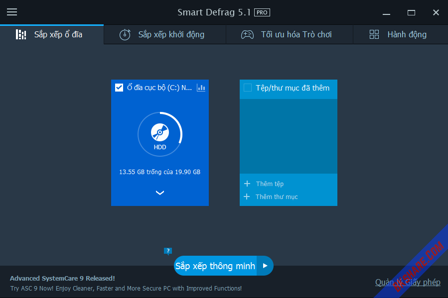 IOBit Smart Defrag Pro Full Key mới nhất - Chống phân mảnh ổ cứng